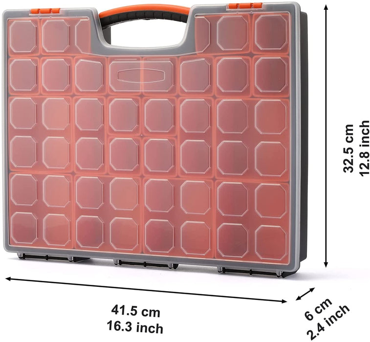 CASOMAN Multi-Purpose Portable Plastic Organizer with 24 different Size Removable Organizers,Storage Case for Hardware,Screws,Bolts,Nails, Tools