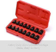 Load image into Gallery viewer, CASOMAN 16 Piece 3/8 Inch Drive Low Profile Impact Hex Driver Set, Cr-Mo, 1/4"-3/4", 6mm-19mm, Impact SAE and Metric Hex Bit Socket Set