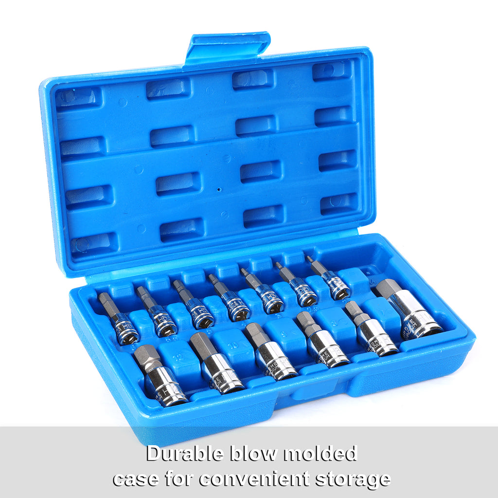 CASOMAN 13 Piece Hex Bit Socket Set, Metric, 2 mm-14 mm, S2 Steel Allen Bit Socket Kit