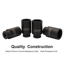 Load image into Gallery viewer, CASOMAN 1/2'' Drive Deep Spindle Axle Nut Impact Socket Set, 6 Point,Heavy Duty Use In Removing And Installing Axle Nuts