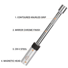 Load image into Gallery viewer, CASOMAN 5/8" Swivel Magnetic Spark Plug Socket, 3/8" Drive x 8-Inch Ext. Bar Length, 360 Degree Swivel, Enhanced Magnetic Design, 6 Point, Cr-V Steel