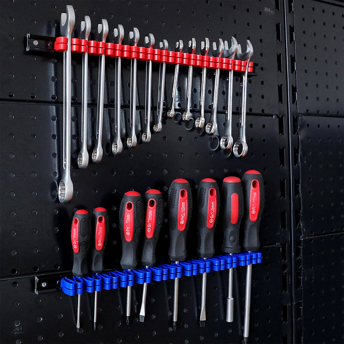 CASOMAN 6 Piece Screwdriver Organizer and Wrench Organizer, Hand Tool Holder, Plastic Rail Wrench Hanger with Clips