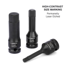 Load image into Gallery viewer, CASOMAN 1/2" Drive Master Impact Hex Bit Set, Hex Driver, SAE/Metric, 1/4" - 3/4", 6mm - 19mm, 20-Piece 1/2" Drive Allen Bit Socket Set