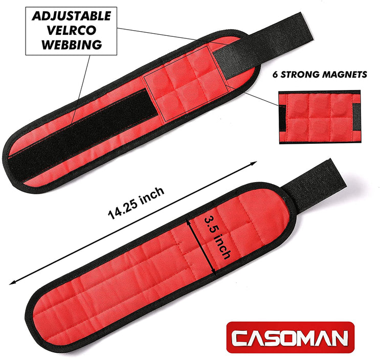 CASOMAN 10X4 Pieces Magnetic Tray and Wristband Set, Magnetic Parts Tray Set, Magnetic Wristband for women, men, Red