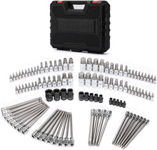 Load image into Gallery viewer, CASOMAN 107 Pieces Bit Socket Set, 1/4", 3/8" and 1/2" Drive, Torx/Extra Long Torx/Tamper Proof Torx/Hex/Ball End Hex, SAE/Metric, S2 Steel Bits