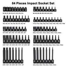 Load image into Gallery viewer, CASOMAN 84 Pieces 3/8" Dr. Master Hex Bit Impact Socket Set, CR-MO, SAE/Metric, Impact Grade, 3/8" Drive Allen Bit Socket Set