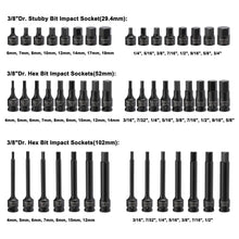 Load image into Gallery viewer, CASOMAN 84 Pieces 3/8" Dr. Master Hex Bit Impact Socket Set, CR-MO, SAE/Metric, Impact Grade, 3/8" Drive Allen Bit Socket Set