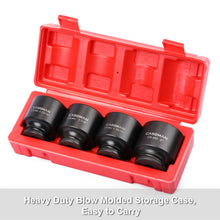 Load image into Gallery viewer, CASOMAN 1/2'' Drive Spindle Axle Nut Impact Socket Set, 6 Point,4PC 1/2-Inch Impact Socket Set