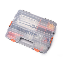Load image into Gallery viewer, CASOMAN Tool Box Organizer Interlocking Black Small Parts Organizer for Fasteners and Crafts w/Removable Dividers (2 Piece Pack)