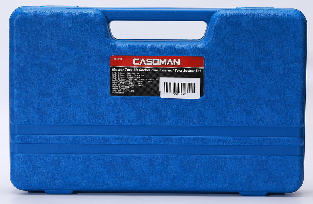 CASOMAN Master Torx Bit Socket and External Torx Socket Set, 60-Piece Set, S2 and Cr-V Steel，E4-E24, T6-T70,TT6-TT70,TP8-TP60