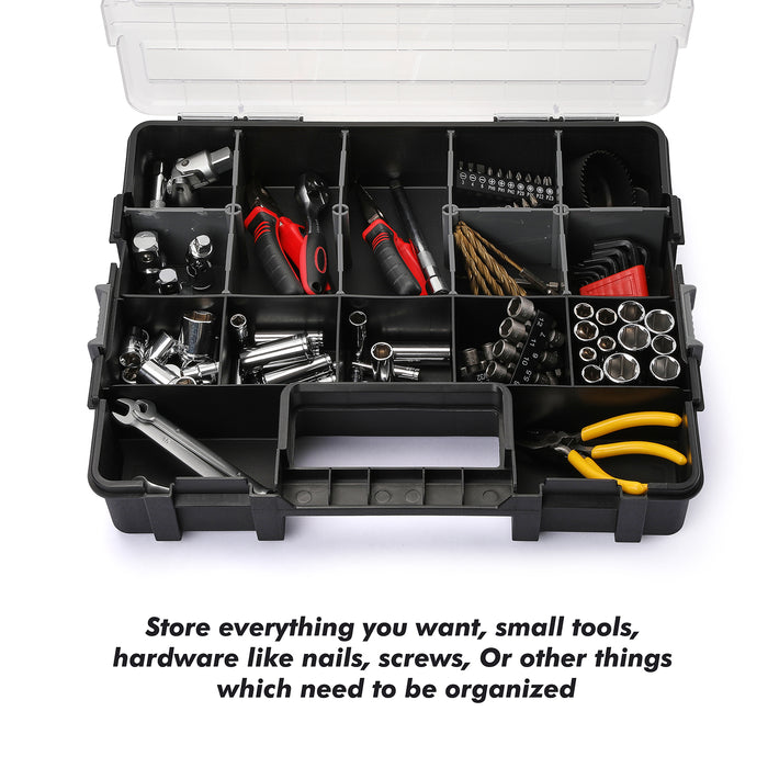 CASOMAN Tool Box Organizer Interlocking Black Small Parts