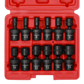 CASOMAN 1/4-Inch Drive Universal Impact Socket Set, 12 Pieces Set