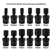 Load image into Gallery viewer, CASOMAN 1/4-Inch Drive Universal Impact Socket Set, 12 Pieces Set