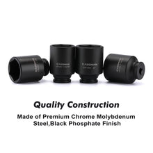 Load image into Gallery viewer, CASOMAN 4 Pieces 1/2" Dr. Deep Impact Socket Set, 1/2-Inch Drive Spindle Axle Nut Impact Socket Set, 1-13/16", 1-7/8", 1-15/16", 2", CR-MO, 6-Point, SAE