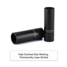 Load image into Gallery viewer, CASOMAM 13 Pieces 3/8-Inch Drive Impact Socket Set, 6-Point, Metric, Deep, CR-V, 7mm to 19mm, Heavy Duty Blow Molded Storage Case