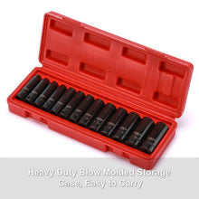 Load image into Gallery viewer, CASOMAM 13 Pieces 3/8-Inch Drive Impact Socket Set, 6-Point, Metric, Deep, CR-V, 7mm to 19mm, Heavy Duty Blow Molded Storage Case