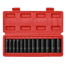 Load image into Gallery viewer, CASOMAM 13 Pieces 3/8-Inch Drive Impact Socket Set, 6-Point, Metric, Deep, CR-V, 7mm to 19mm, Heavy Duty Blow Molded Storage Case