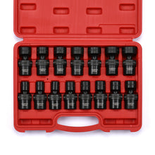 Load image into Gallery viewer, CASOMAN 15 PCS 1/2" Drive Shallow Universal Impact Socket Set, 6 Point, Metric,10-24mm