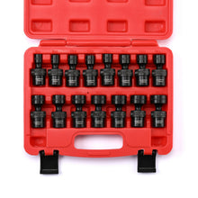 Load image into Gallery viewer, CASOMAN 15 PCS 3/8" Drive Shallow Universal Impact Socket Set, 6 Point, CR-MO, Metric,8-22mm, Swivel Socket