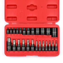 Load image into Gallery viewer, CASOMAN 25 Piece Torx Bit Socket and External Socket Set, 13 Star Socket Bits (T8- T60)&amp; 12 Female E-Torx Sockets (E4-E22)