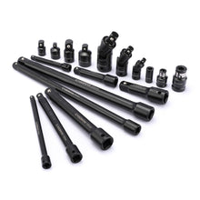 Load image into Gallery viewer, CASOMAN 18-Piece Drive Tool Accessory Set, Black Phosphate Finish, Includes Socket Adapters, Extensions and Universal Joints and Impact Coupler