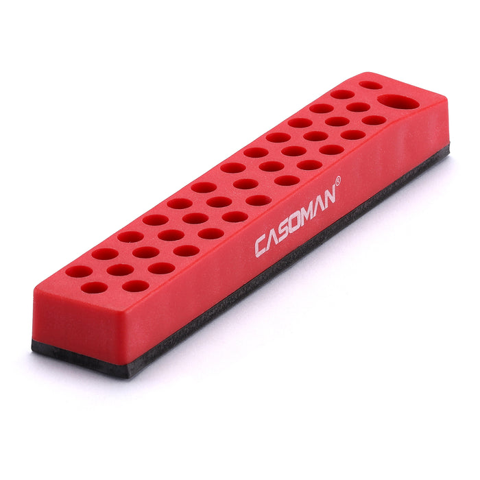CASOMAN 1/4" Magnetic Bits Holder - Red, 37 Hole Bit Organizer with Strong Magnetic Base, Magnetic Bit Organizer for Your Specialty