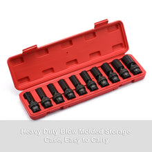 Load image into Gallery viewer, CASOMAN 10 PCS 3/8" Drive Deep Universal Impact Socket Set, 6 Point, CR-MO, Metric,10-19mm, Swivel Socket