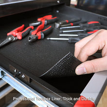 Load image into Gallery viewer, CASOMAN Professional Tool Box Liner and Drawer Liner 18 inch x 24 feet,Easy Cut Non-Slip Foam Rubber Toolbox Drawer Liner Mat - Adjustable Thick Cabinet Liners