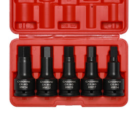 CASOMAN 3/4 Inch Drive Impact Hex Driver Set, 5-Pieces, Metric, 14mm, 17mm, 19mm, 22mm, 24mm, 3/4