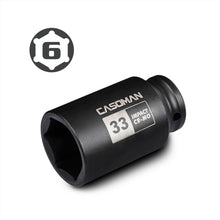 Load image into Gallery viewer, CASOMAN 1/2" Drive x 33 mm Deep 6 PT Impact Socket, CR-MO, 1/2-inch Drive 6 Point Axle Nut Socket for Easy Removal of Axle Shaft Nuts (33MM)