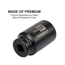 Load image into Gallery viewer, CASOMAN 1/2" Drive x 33 mm Deep 6 PT Impact Socket, CR-MO, 1/2-inch Drive 6 Point Axle Nut Socket for Easy Removal of Axle Shaft Nuts (33MM)