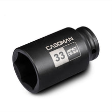 Load image into Gallery viewer, CASOMAN 1/2" Drive x 33 mm Deep 6 PT Impact Socket, CR-MO, 1/2-inch Drive 6 Point Axle Nut Socket for Easy Removal of Axle Shaft Nuts (33MM)