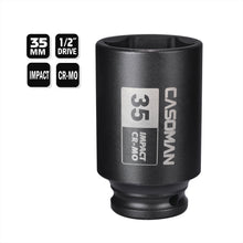 Load image into Gallery viewer, CASOMAN 1/2" Drive x 35 mm Deep 6 PT Impact Socket, CR-MO, 1/2-inch Drive 6 Point Axle Nut Socket for Easy Removal of Axle Shaft Nuts (35MM)