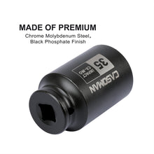 Load image into Gallery viewer, CASOMAN 1/2" Drive x 35 mm Deep 6 PT Impact Socket, CR-MO, 1/2-inch Drive 6 Point Axle Nut Socket for Easy Removal of Axle Shaft Nuts (35MM)