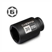 Load image into Gallery viewer, CASOMAN 1/2" Drive x 36 mm Deep 6 PT Impact Socket, CR-MO, 1/2-inch Drive 6 Point Axle Nut Socket for Easy Removal of Axle Shaft Nuts (36MM)