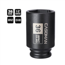 Load image into Gallery viewer, CASOMAN 1/2" Drive x 36 mm Deep 6 PT Impact Socket, CR-MO, 1/2-inch Drive 6 Point Axle Nut Socket for Easy Removal of Axle Shaft Nuts (36MM)