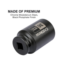 Load image into Gallery viewer, CASOMAN 1/2" Drive x 36 mm Deep 6 PT Impact Socket, CR-MO, 1/2-inch Drive 6 Point Axle Nut Socket for Easy Removal of Axle Shaft Nuts (36MM)