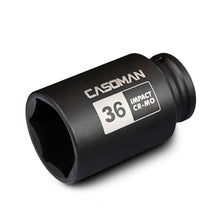 Load image into Gallery viewer, CASOMAN 1/2" Drive x 36 mm Deep 6 PT Impact Socket, CR-MO, 1/2-inch Drive 6 Point Axle Nut Socket for Easy Removal of Axle Shaft Nuts (36MM)