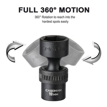 Load image into Gallery viewer, CASOMAN 15 PCS 3/8" Drive Shallow Universal Impact Socket Set, 6 Point, CR-MO, Metric,8-22mm, Swivel Socket