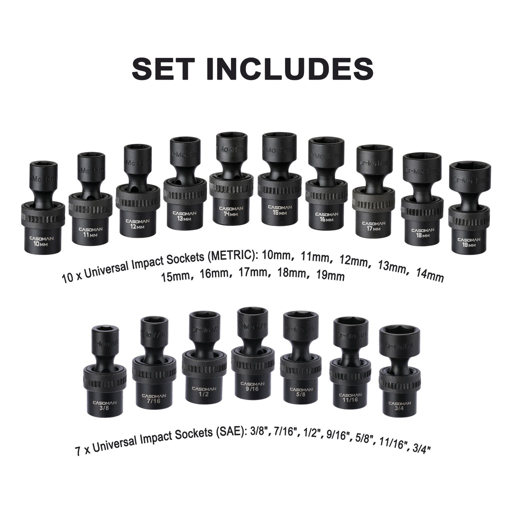 CASOMAN 87 Pcs 3/8" Drive Master Impact Socket Set