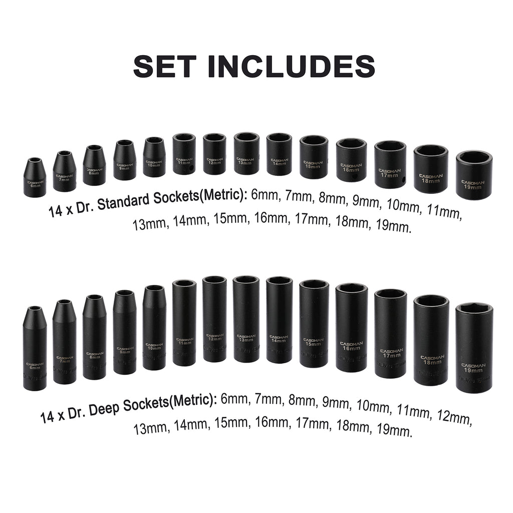 CASOMAN 87 Pcs 3/8" Drive Master Impact Socket Set