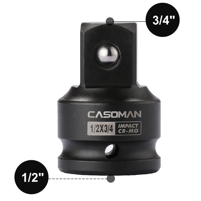CASOMAN 1/2-Inch F to 3/4-Inch M Impact Socket Adapter, Impact Adapter, Chrome Moly Steel Construction, 1/2"F X 3/4" M