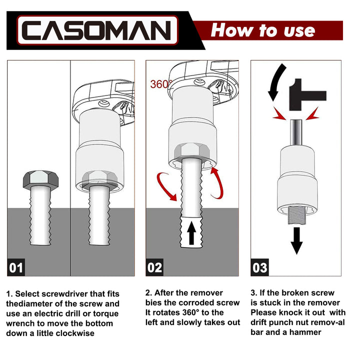 CASOMAN 5 Pieces 1/2"Dr. Twist Socket Set, Lug Nut Remover Tool, Metric Bolt and Lug Nut Extractor Socket Tools