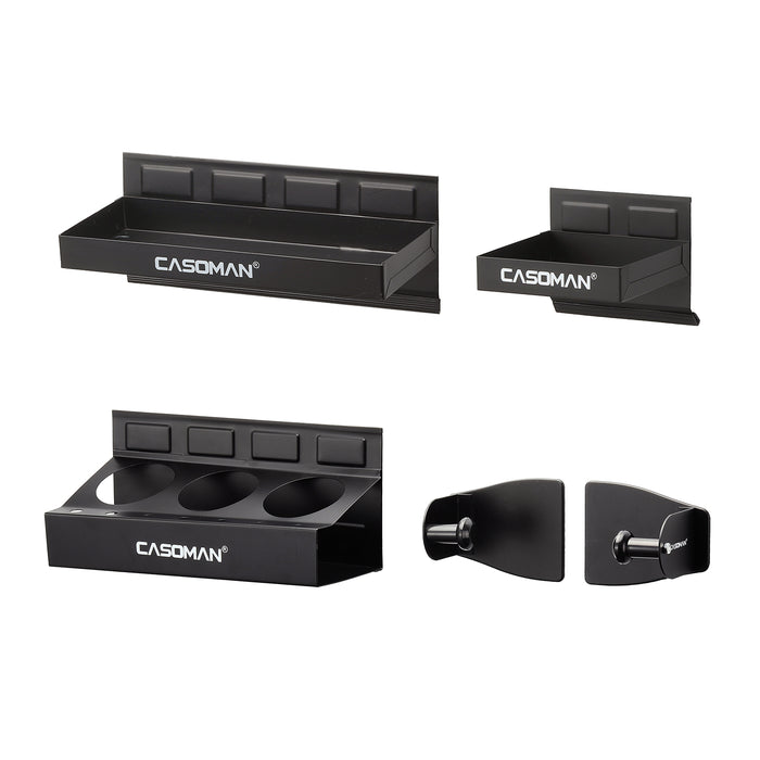 FS TOOL Magnetic Toolbox Shelf 4-Piece Set – Paper Towel Holder & Tray, Black Metal