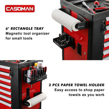 Load image into Gallery viewer, CASOMAN Magnetic Toolbox Shelf, Tray, Paper Towel Holder, 4-Piece Set, Black, Variety of Use, Durable, Magnets any metal surface