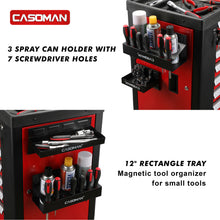 Load image into Gallery viewer, CASOMAN Magnetic Toolbox Shelf, Tray, Paper Towel Holder, 4-Piece Set, Black, Variety of Use, Durable, Magnets any metal surface