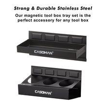 Load image into Gallery viewer, CASOMAN Magnetic Toolbox Shelf, Tray, Paper Towel Holder, 4-Piece Set, Black, Variety of Use, Durable, Magnets any metal surface