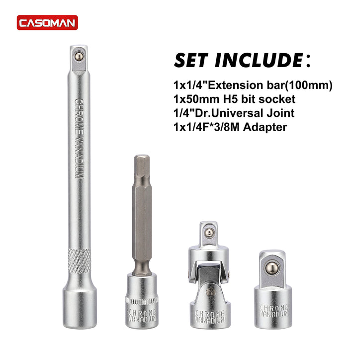 CASOMAN 1/4-inch Drive Click Torque Wrench Set, Dual-Direction Adjustable, 90-Tooth, Torque Wrench with Buckle (20-200IN.LB/ 2.26-22.6Nm)