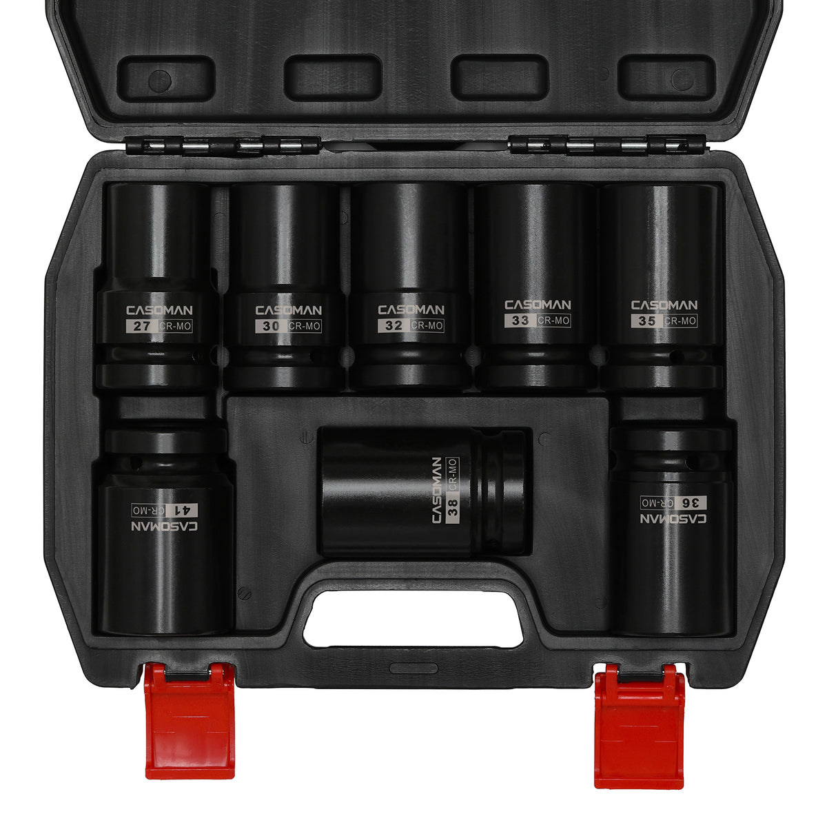 CASOMAN 1/4" Drive Master Impact Socket Set – 50-Piece, SAE/Metric, Deep Sockets, Black Phosphate