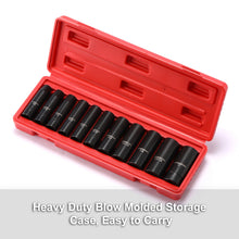 Load image into Gallery viewer, CASOMAN 11 Pieces 1/2-Inch Drive Deep Impact Socket Set, SAE, 6-Point, 3/8-Inch to 1-Inch
